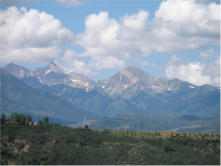 Pyramid Peak (left) and Daly Peak (with a stripe)